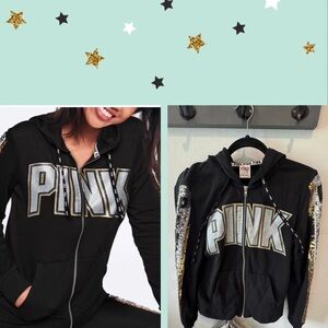 PINK Victoria's Secret Black Sequin Hoodie